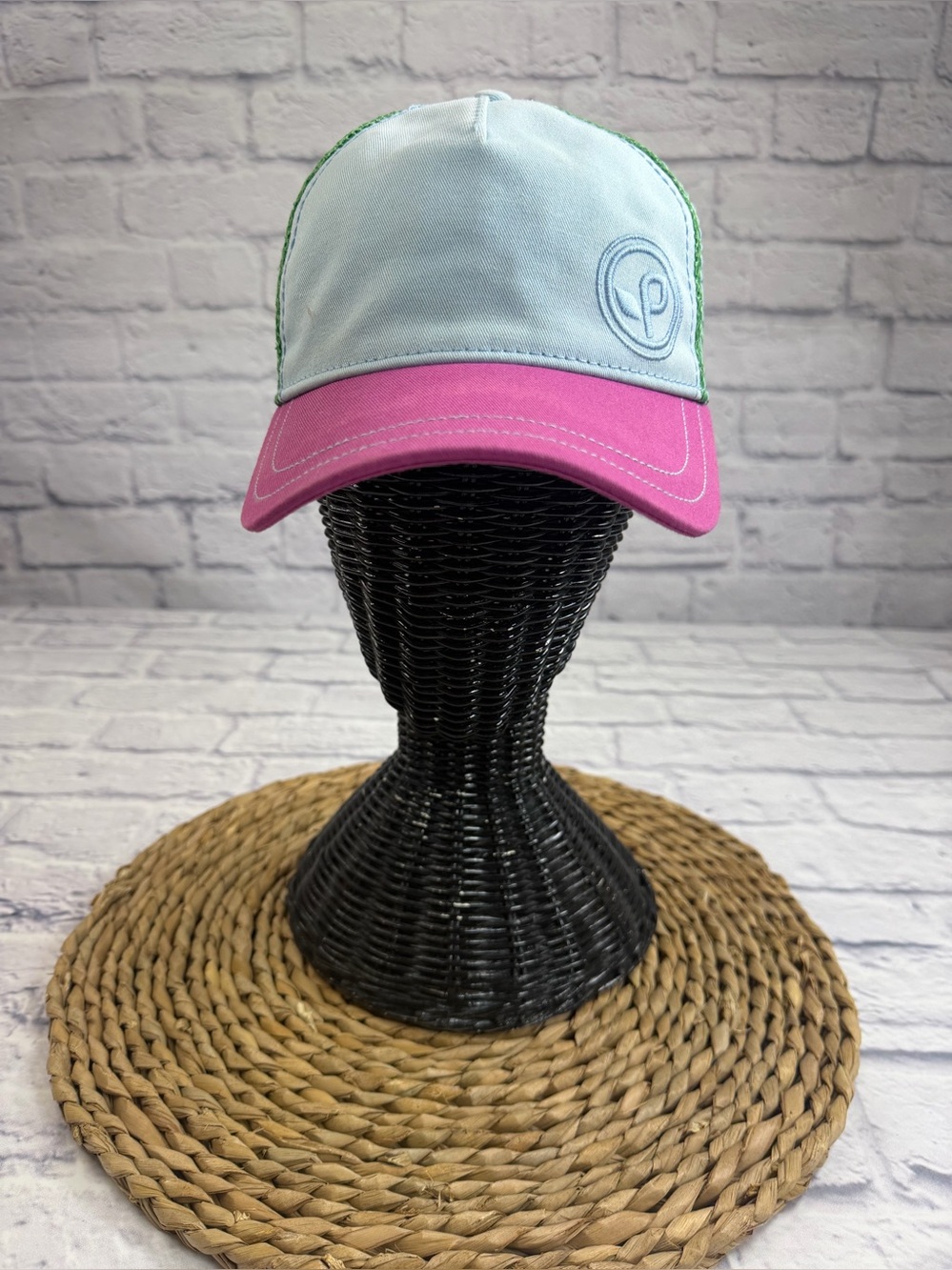 pistil Bright Green/Pink Mesh Trucker Cap.